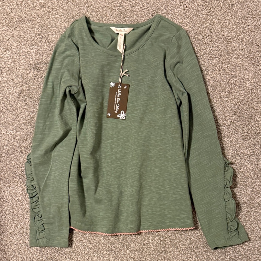 Matilda Jane Olive Green Long Sleeve Top with Sleeve Ruffles